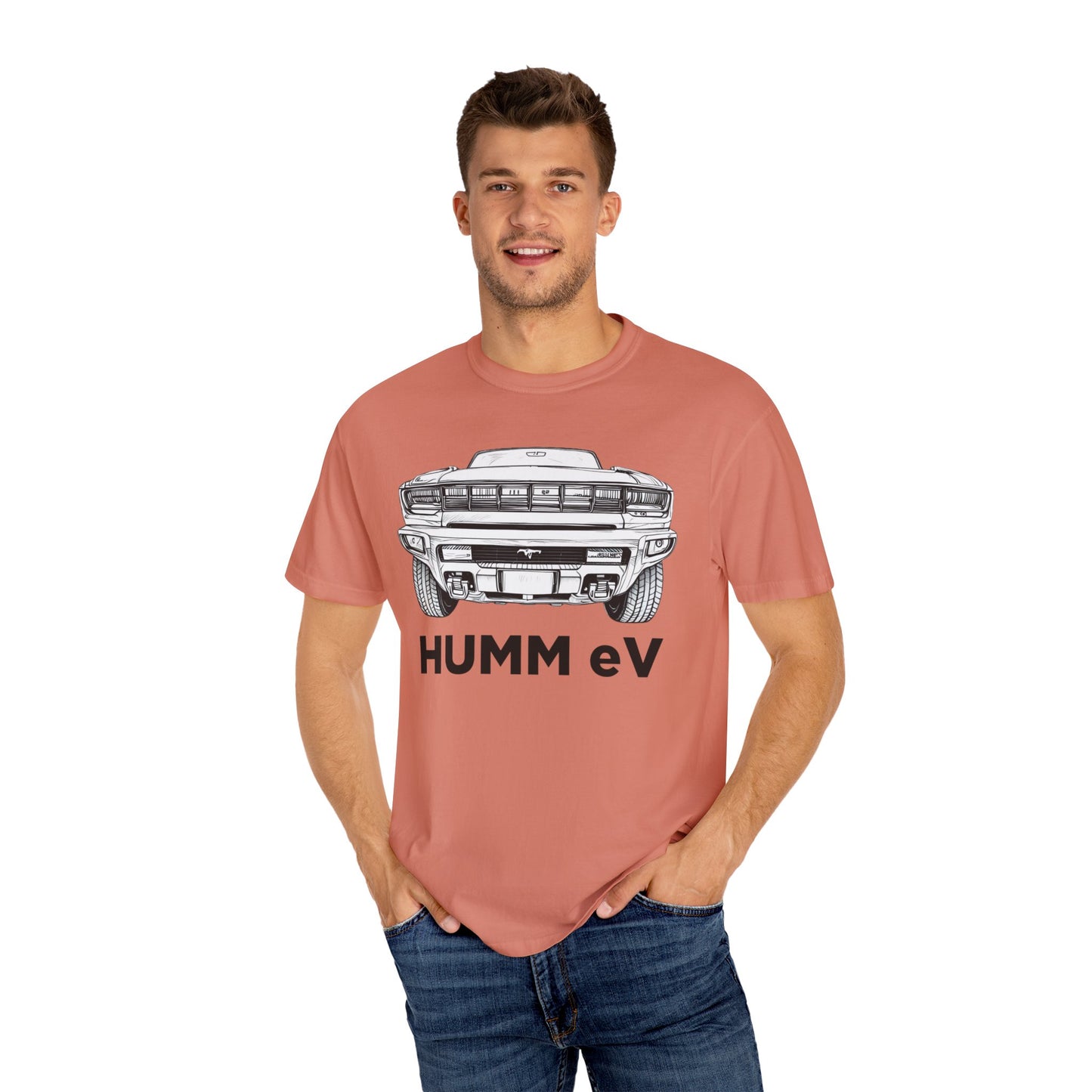 Humm EV Graphic Tee | Unisex Garment-Dyed T-shirt | Casual Wear, Gift for Car Enthusiasts, Unique Style, Cool Soft Cotton Shirt