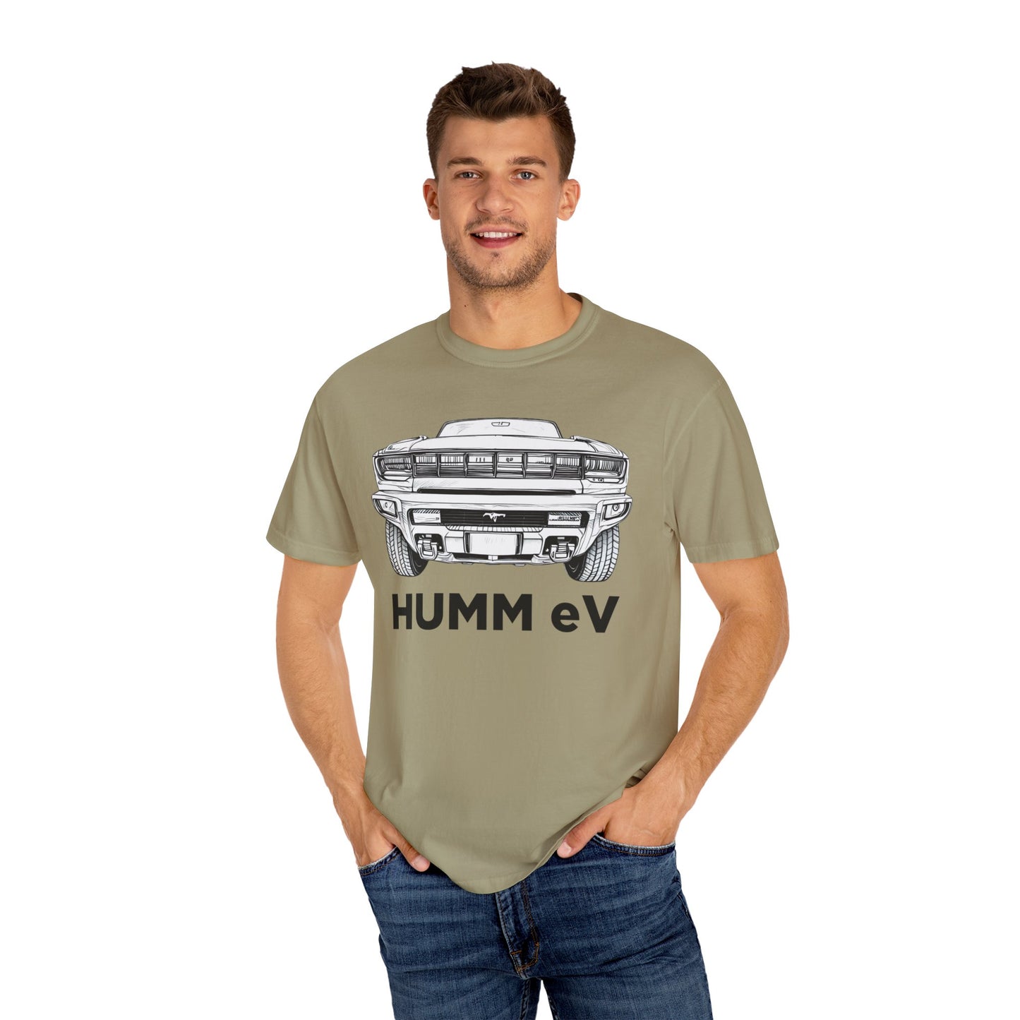 Humm EV Graphic Tee | Unisex Garment-Dyed T-shirt | Casual Wear, Gift for Car Enthusiasts, Unique Style, Cool Soft Cotton Shirt
