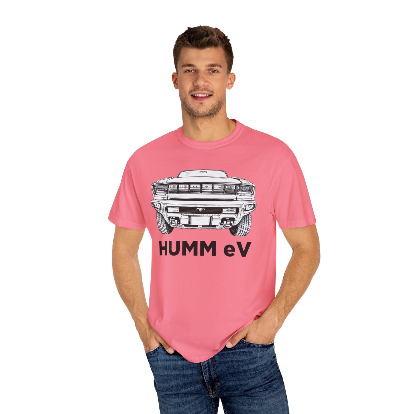 Humm EV Graphic Tee | Unisex Garment-Dyed T-shirt | Casual Wear, Gift for Car Enthusiasts, Unique Style, Cool Soft Cotton Shirt