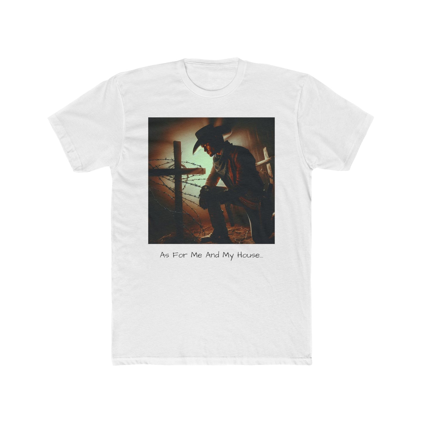 Cowboy Cross Tee - Joshua 24:15 Unisex Cotton Crew