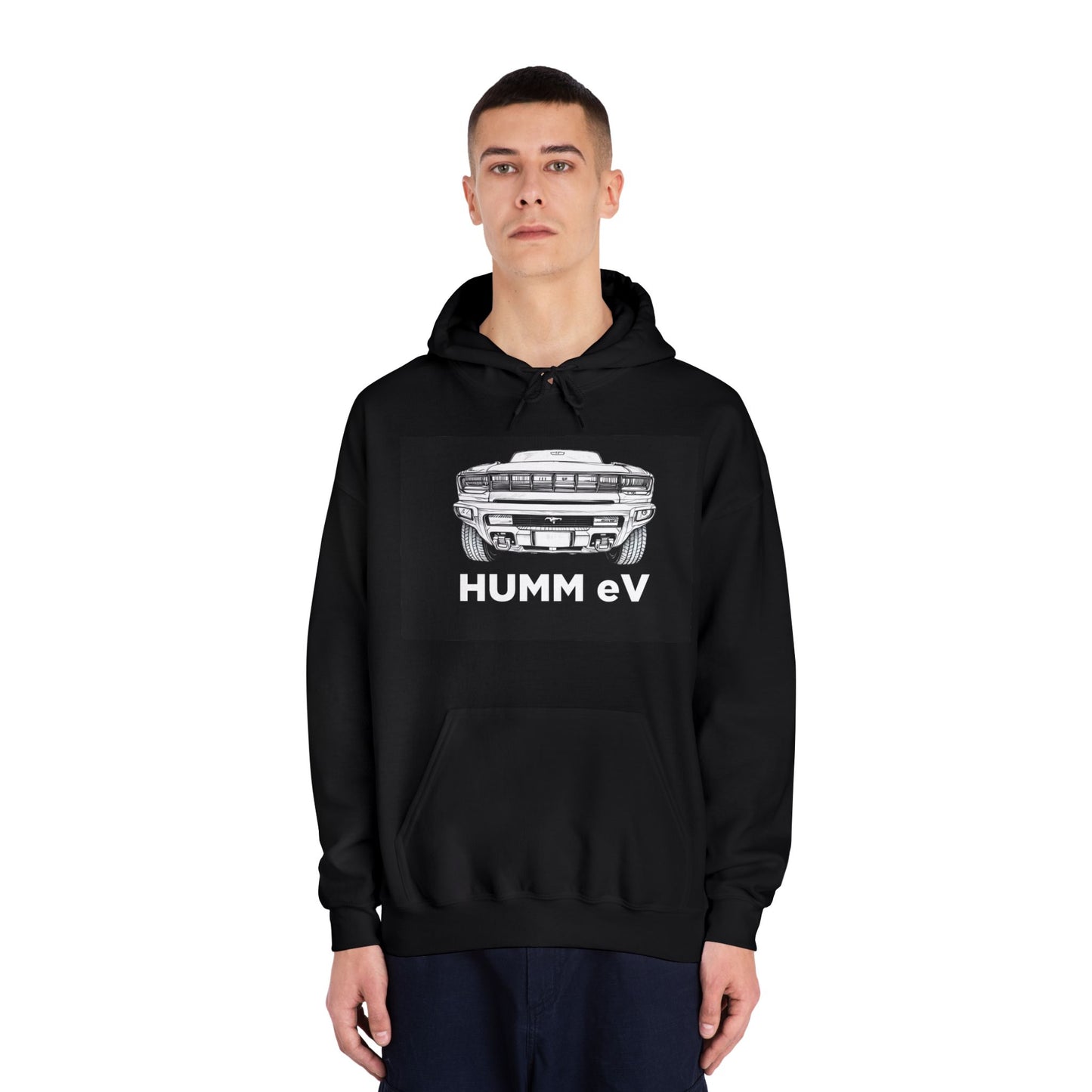 Hooded Sweatshirt with Humm EV Design - Cozy Gift for Car Lovers, Unisex, Casual Wear, Car Enthusiast Apparel, Gift for Him/Her