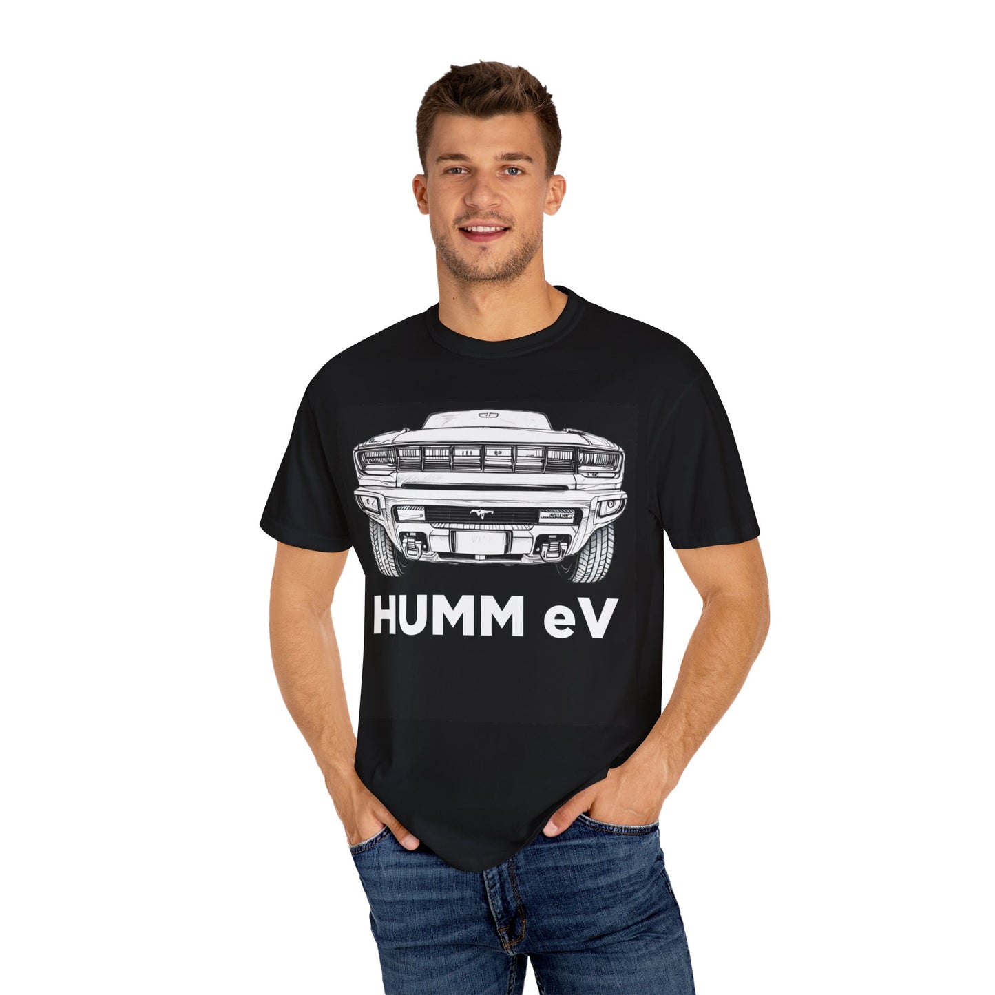 Humm EV Tee Vintage Style Unisex Garment-Dyed T-shirt, Perfect Gift for Car Enthusiasts, Casual Fashion, Eco-Friendly Style, Unique