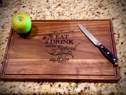 Retirement gift black walnut cutting board